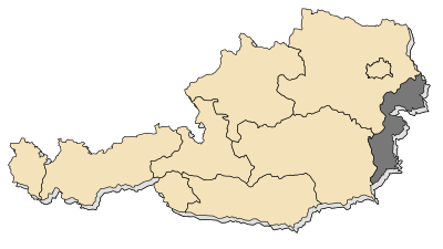 Burgenland na mapie Austrii