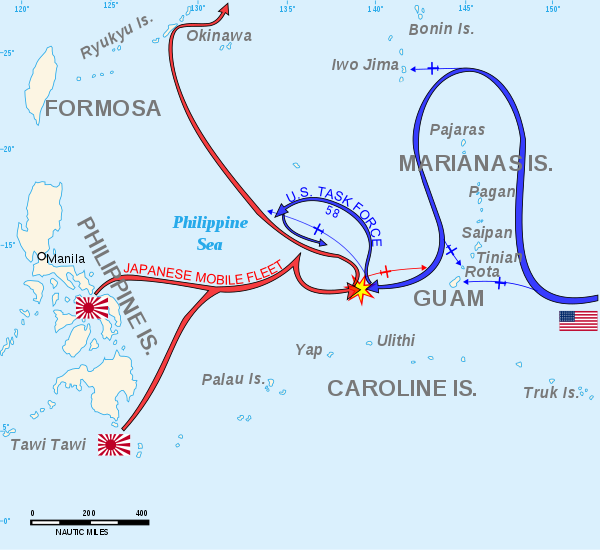 Map of the Battle of the Philippine Sea