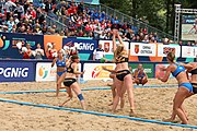 Deutsch: Beachhandball Europameisterschaften 2019 (Beach handball Euro); Tag 6: 7. Juli 2019 – Spiel um Platz Drei, Frauen, Kroatien-Niederlande 0:2 (14:23, 20:22) English: Beach handball Euro; Day 6: 7 July 2019 – Women's Bronze Medal Match – Croatia-Netherlands 0:2 (14:23, 20:22)