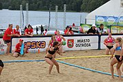 Deutsch: Beachhandball Europameisterschaften 2019 (Beach handball Euro); Tag 3: 4. Juli 2019 – Frauen, Platzierungsrunde Gruppe III, Schweiz-Nordmazedonien 2:0 (21:6, 23:20) English: Beach handball Euro; Day 3: 4 July 2019 – Women Consolation Round Group III – Switzerland-North Macedonia 2:0 (21:6, 23:20)