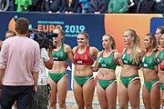 Deutsch: Beachhandball Europameisterschaften 2019 (Beach handball Euro); Tag 6: 7. Juli 2019 – Frauenfinale, Dänemark-Ungarn 2:0 (18:12, 23:22) English: Beach handball Euro; Day 6: 7 July 2019 – Women's Final – Denmark-Hungary 2:0 (18:12, 23:22)