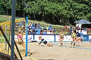 Deutsch: Beachhandball Europameisterschaften 2019 (Beach handball Euro); Tag 1: 2. Juli 2019 – Frauen, Vorrunde Gruppe C, Italien-Griechenland 0:2 (16:28, 10:13) English: Beach handball Euro; Day 1: 2 July 2019 – Women Preliminary Round Group C – Italy-Greece 0:2 (16:28, 10:13)