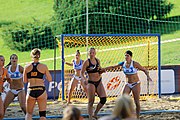 Deutsch: Beachhandball Europameisterschaften 2019 (Beach handball Euro); Tag 4: 5. Juli 2019 – Frauen, Viertelfinale, Niederlande-Griechenland 2:1 (25:12, 18:24, 7:6) English: Beach handball Euro; Day 4: 5 July 2019 – Quarter Final Women – Netherlands-Greece 2:1 (25:12, 18:24, 7:6)