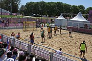 Deutsch: Beachhandball bei den Olympischen Jugendspielen 2018; Tag 4, 10. Oktober 2018; Jungs, Vorrunde, Gruppe B - Portugal-Paraguay 2:0 English: Beach handball at the 2018 Summer Youth Olympics at 10 October 2018 – Boys Preliminary Round Group B – Portugal-Paraguay 2:0