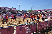 Deutsch: Beachhandball bei den Olympischen Jugendspielen 2018 in Buenos Aires; Tag 7, 13. Oktober 2018; Jungen, Halbfinale – Spanien-Kroatien 2:1 English: Beach handball at the 2018 Summer Youth Olympics in Buenos Aires at 13 October 2018 – Boys Semifinal – Spain-Croatia 2:1 Español: Handball de playa en los Juegos Olimpicos de la Juventud Buenos Aires 2018 en 13 de octubre de 2018 – Semifinales de chicos - España-Croacia 2:1