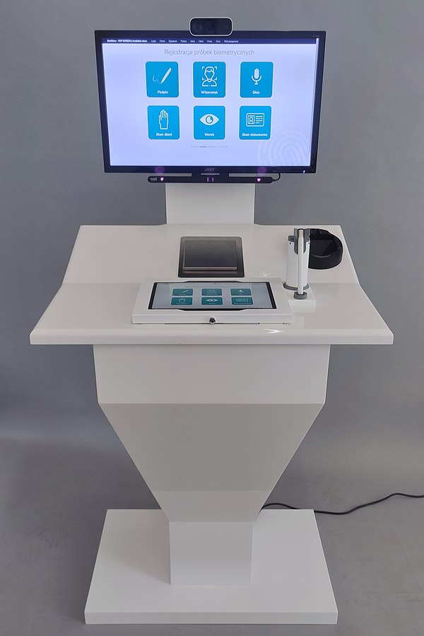 Biometric Island examining facial image 2D and 3D, voice timbre, and verifying handwritten signature