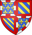 Burgundia négyelt címere 1364, miután II. Valois Fülöp lett a herceg: 1. és 4. II. Fülöp, 3. é 4. a Burgundiai hercegség