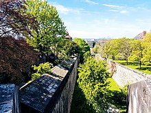 View into the moat from the castle garden