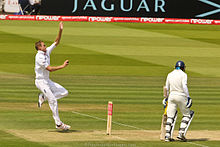 Broad bowling against Sri Lanka at Lord's in June 2011 Board bowling against Sri Lanka at Lord's, 2011.jpg