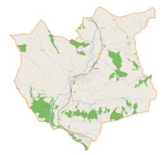 Mapa konturowa gminy Bobowa, w centrum znajduje się punkt z opisem „Bobowa”