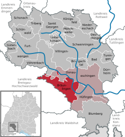 Läget för Bräunlingen i Schwarzwald-Baar-Kreis