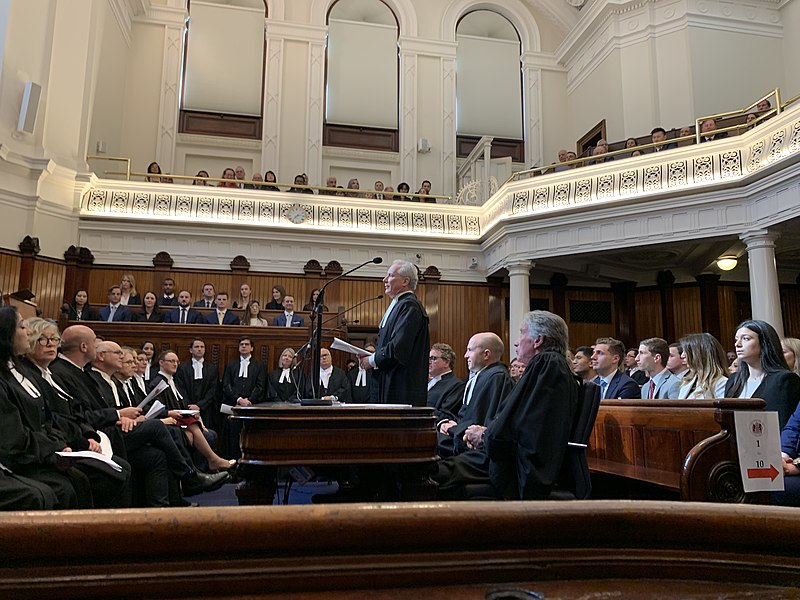 File:Brian Walters AM SC addressing a full courtroom in Melbourne Victoria 2019.jpg