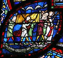 Funeral procession from the "Healing Window" at Canterbury Cathedral. Canterbury Cathedral 072 Funeral Procession from Healing window.JPG