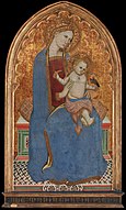 Cecco di Pietro - Vierge à l'enfant jouant avec un chardonneret et tenant une gerbe de millet - Google Art Project.jpg