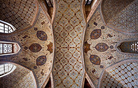 the ceiling of the audience hall of Ālī Qāpū Palace