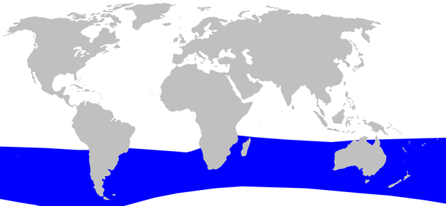 Área de distribución de Mesoplodon hectori