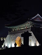 Changryong Gate - Hwaseong Fortress - Nighttime western view - 2008-10-17