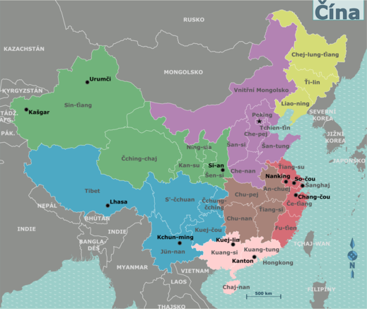 Mapa regionů Číny