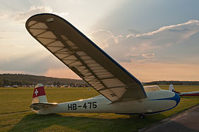 English: DFS Kranich II-B1 (reg. HB-475, built in 1938). Deutsch: DFS Kranich II-B1 (Reg. HB-475, Baujahr 1938).