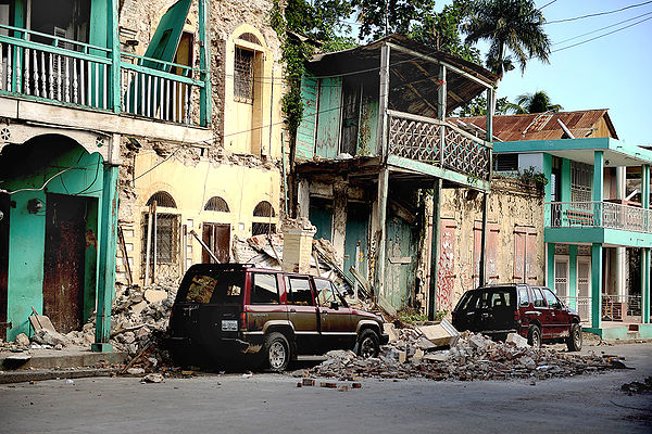 Damaged buildings in Jacmel