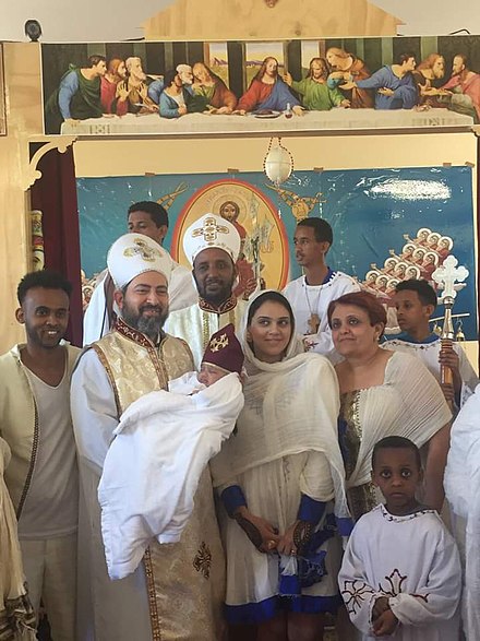 Ethiopian Orthodox Children wearing traditional circumcision costumes