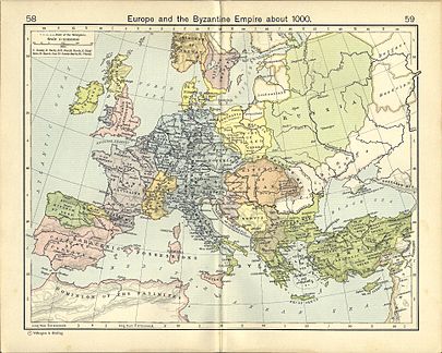 Western Europe, the Holy Roman Empire, Kievan Rus', and the Byzantine Empire in the Middle Ages (year 1000) Europe 1000.jpg