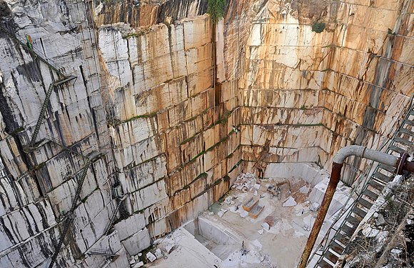 Stairs lining marble quarry, Evora, Portugal