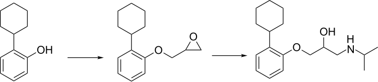 Exaprolol synthesis Exaprolol synthesis.svg