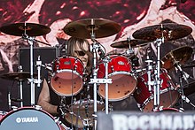 Drummer Tom Hunting is the only remaining original member of Exodus, with the exception of two sabbaticals from 1989 to the band's first reunion in 1997, and again from 2005 to 2007. Exodus Rockharz 2018 26.jpg