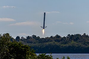 B1060 landing back at LZ-1 during its 15th mission Falcon 9 Transporter-6 Launch (7805963).jpg