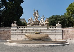 Neptune Fountain, Piazza del Popolo, Rome, Italy, photograph.