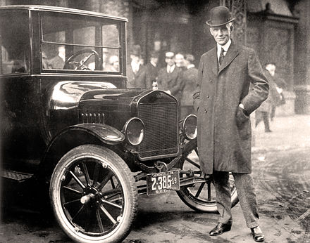 Henry Ford with Model T, 1921