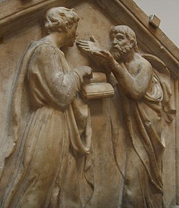 Formella 21, platon și aristotel sau filozofie, luca della robbia, 1437-1439detail.JPG