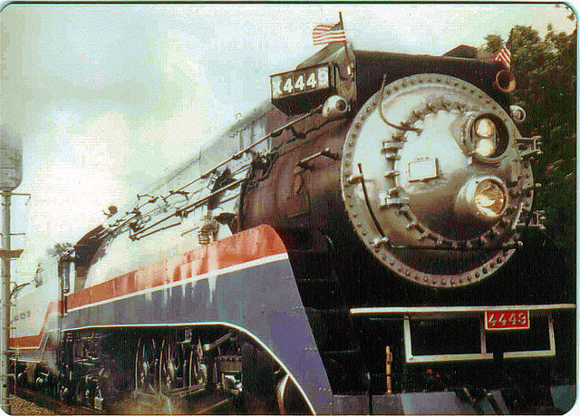 Southern Pacific 4449 stopping in Georgia in 1976 while pulling the American Freedom Train