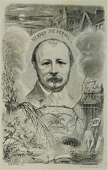 Frontispice de l'ouvrage d'Alfred Delvau, Gérard de Nerval, sa vie et ses œuvres, Paris, 1865. Eau-forte de Gustave Staal.