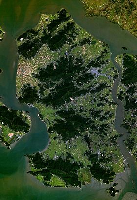 Vue satellite de l'île de Kanghwa