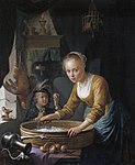 «Girl Chopping Onions», Gerrit Dou, 1646