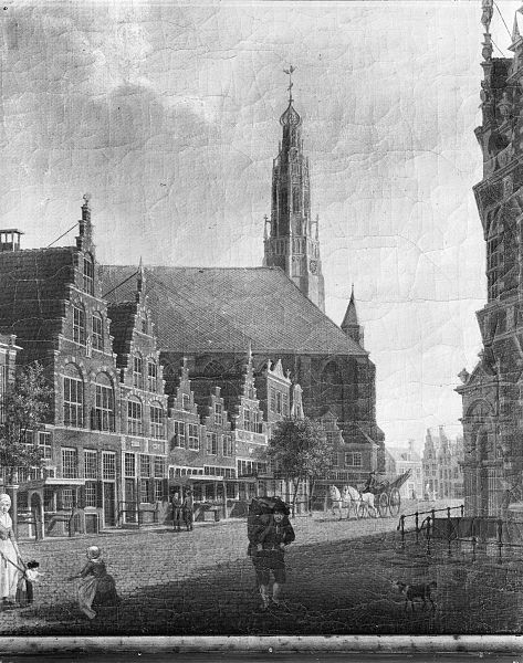 File:Gezicht op de Nieuwstraat, detail met Grote Kerk uit het noorden door Isaac Ocwater 1784 Westfries Museum - Hoorn - 20115905 - RCE.jpg