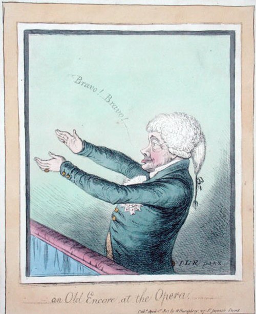 John Stewart depicted in James Gillray's An Old Encore at the Opera! of 1803