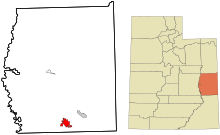 Grand County Utah incorporated and unincorporated areas Moab highlighted.svg
