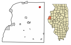 Hancock County Illinois Incorporated and Unincorporated areas La Harpe Highlighted.svg