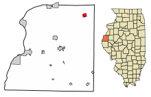 Hancock County Illinois Incorporated en Unincorporated gebieden La Harpe Highlighted.svg