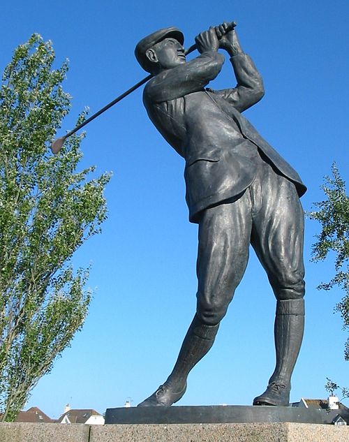 Statue of Vardon at the Royal Jersey Golf Club on the Island of Jersey