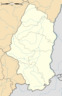 Mapa konturowa Górnego Renu, blisko dolnej krawiędzi nieco na prawo znajduje się punkt z opisem „Kiffis”