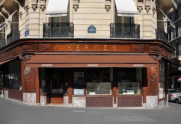 Hermes store at Avenue George V in Paris 8th arrondissement, France