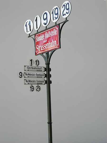 File:Historisches Haltestellenschild der Münchner Tram.JPG