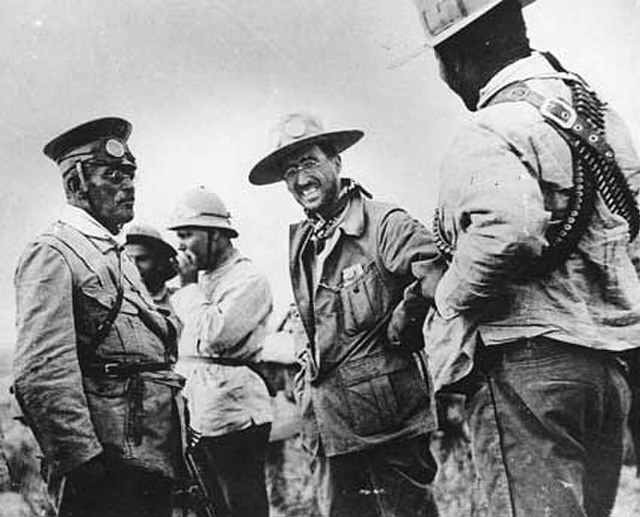 General Huerta (left) with Emilio Madero, Pres. Madero's brother, and Pancho Villa, 1912.