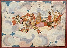Indra consulting with his Preceptor in the Assembly of the Gods by Purkhu of Kangra. Kangra, c. 1800-1815. Government Museum and Art Gallery, Chandigarh. Indra consulting with his Preceptor in the Assembly of the Gods.jpg