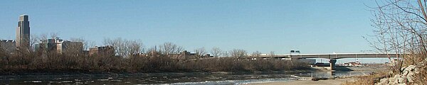 The I-480 bridge over the Missouri River between Council Bluffs, Iowa, and Downtown Omaha, Nebraska.