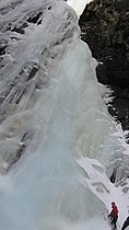 Climbing on frozen waterfall, Eidfjord